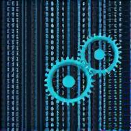 Symbol für Programmiercode und zahnräder.