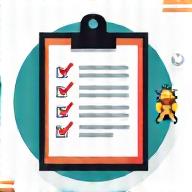 Symbol einer Checkliste und eines Käfers zur Qualitätssicherung.
